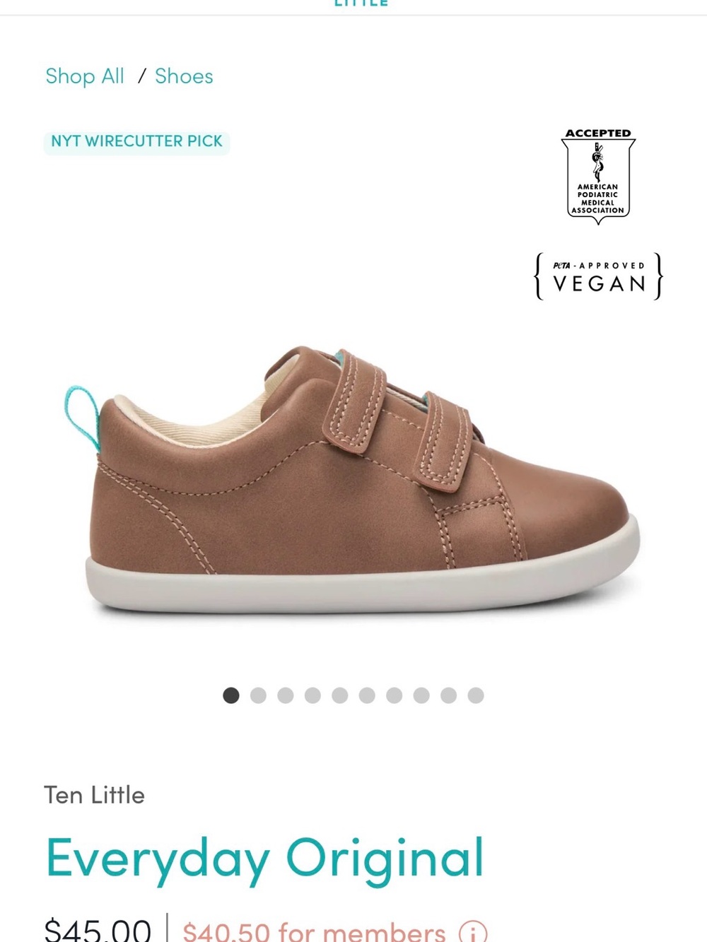 Ten Little Everyday Original Kids Sneakers in Brown - Picture 10 of 10